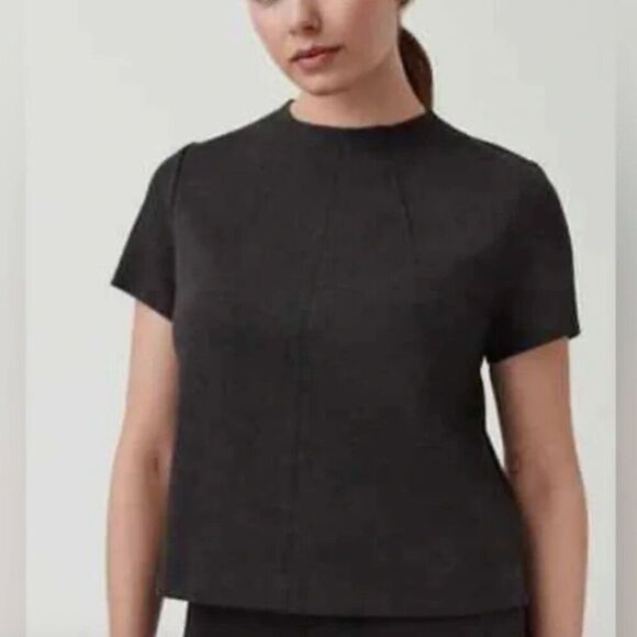 SPANX Tops - Spanx The Funnel Neck Top Charcoal Short Sleeve Size XS